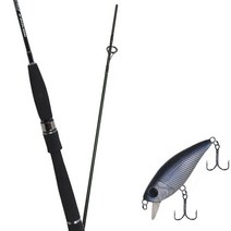 원다 마리솔 루어 낚싯대 602LSP + 다미끼 하드베이트 뮤 45 SP 012H BLACK HOLO, 1세트