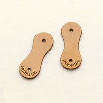 해피베어스 피넛 핸드메이드 가죽 라벨, 진베이지, 8개입