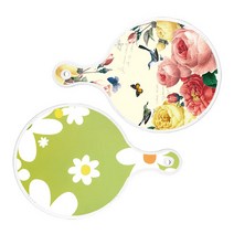 로엠디자인 서빙 원형 보드 도마 PrettyRoses 2p 세트, PrettyRoses, floral design하얀개나리, 1세트