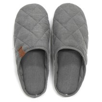 보웰 빈티지 코튼 누빔 슬리퍼 실내화 남성용, 다크그레이