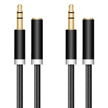 칼론 3극 스테레오 패브릭 연장 케이블 APC-A10 2p, 블랙