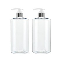 병도매닷컴 AC520 투명 주방 디스펜서 범프 실버마개 공병, 520ml, 2개입