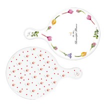 로엠디자인 서빙 원형 도마 보드 2p 로맨틱패턴플라워라인 세트, 로맨틱패턴플라워라인, 홍황색플라워, 1세트