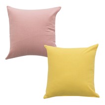 이코니하우스 선염 무지 쿠션 솜 포함 2p 세트, 핑크, 옐로우