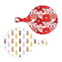 로엠디자인 서빙 도마 2p 붉은빛 동백원형 세트, 붉은빛동백원형, 소나무화이트보드원형, 1세트