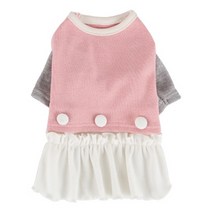 다솜 강아지 버튼 니트 원피스, PINK