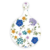 로엠디자인 양면 원형 서빙 도마 보드 로맨틱레드floral화이트, 패턴자국, 1개