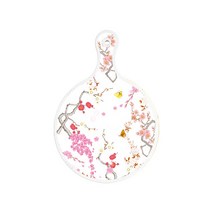 로엠디자인 양면 원형 서빙 도마 보드 로맨틱연지색floral, 치자색플라워체크, 1개