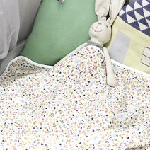 오즈맘 면 100% 이중거즈 보들보들 유아 여름 블랭킷 대 100 x 120 cm, 블루밍래빗