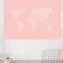 유니크 세계지도 부직포 점착 스티커 시트, 타이포 핑크(UWS-305)