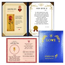 럭키심볼 사랑의 황금장미 감사장 사랑의 홀인원 상 + 전자파 스티커 + 케이스, 1세트, 블루 케이스