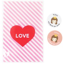 황씨네도시락 쿠키포장 하트봉투 핑크 100p + 스티커 뉴왕관걸 100p, 1세트