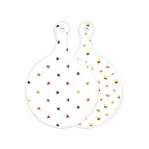 로엠디자인 양면 원형 서빙 도마 보드 세모점, 푸딩, 1개