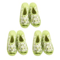 에이비엠코리아 퀼팅 거실화 3p 세트, 그린꽃패턴