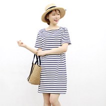 팡팡샵 임산부 T 반 스퀘어넥단가라 원피스