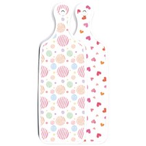 로엠디자인 양면 디자인 서빙 도마 보드 연분홍색러브, 라인원형, 1개