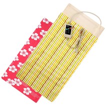 AMC 황토 쑥 맥반석 프리미엄 찜질기 + 커버 2p, AMC-300(옐로 스트라이프, 핑크)