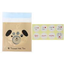 황씨네도시락 접착 애니멀 봉투 강아지 30p + 스티커 연인 메시지 화이트 30p, 1세트