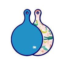로엠디자인 블루에디션 양면 원형 서빙도마 보드 스카이블루, 구관조핑크, 1개