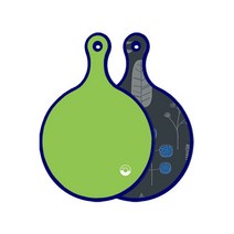 로엠디자인 블루에디션 양면 원형도마 라이트그린, 감색나무라인, 1개
