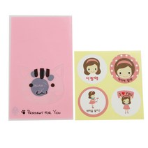 황씨네도시락 비접착 애니멀 봉투 고양이 100p + 연인 소녀 스티커 100p, 1세트