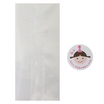 황씨네도시락 투명M봉투 100p + 고깔 걸 스티커 100p, 1세트