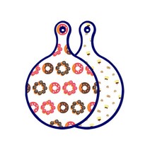 로엠디자인 블루에디션 양면 원형 서빙도마 보드 초코도넛, 푸딩, 1개
