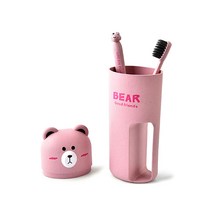 DM 알럽홈 칫솔 베어컵 세트, 핑크, 1세트