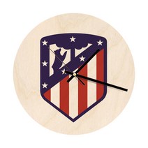 모두의팩토리 세계축구팀 로고인쇄 자작나무 벽시계 원형 23cm, 14 아틀레티고 마드리드