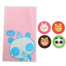 황씨네도시락 비접착 야미봉투 팬더 100p + 애니멀 원형 스티커 100p, 1세트