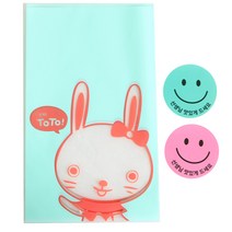황씨네도시락 비접착 야미봉투 토끼 100p + 스마일 원형 스티커 선생님 맛있게 드세요 100p, 1세트