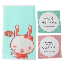 황씨네도시락 비접착 야미봉투 토끼 50p + 사각 스티커 선생님 맛있게 드세요 50p, 1세트