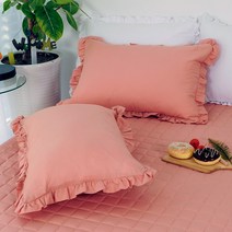 스코홈 퓨어 순면 60수 아사 누빔 베개커버 + 베개솜 세트, 퓨어핑크