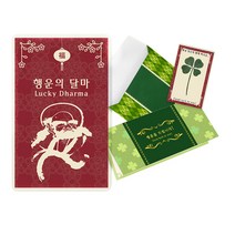 럭키심볼 행운의 네잎클로버 생화 고급카드세트, 행운의 달마, 2세트