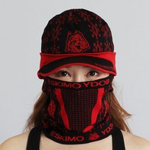 이돕 눈꽃무늬 스포츠 멀티모자 + 밴드 세트, 레드