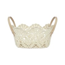 크렘드라크렘 크로쉐 타원 바구니 S, 베이지, 1개