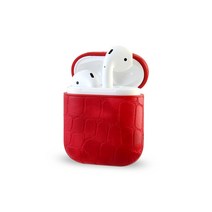 비쉐르 파이톤 패턴 에어팟 레더 케이스, 레드