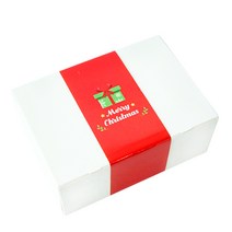 도나앤데코 원터치 런치박스 도시락 포장 세트, 1세트, 도시락 화이트 소 4p + 메리크리스마스 눈꽃 선물상자 와이드띠지 레드 4p