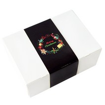 도나앤데코 원터치 런치박스 도시락 포장 세트, 1세트, 도시락 화이트 대 4p + 메리크리스마스 컬러풀 리스장식 와이드띠지 블랙 4p