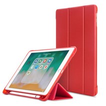 호야 펜슬수납 소프트 젤리 스마트커버 태플릿PC 케이스 + 뉴비아 터치펜, 레드