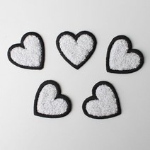 패션포인트 미니 자수 와펜 40 x 38 mm, 보슬이하트 화이트실버, 5개입