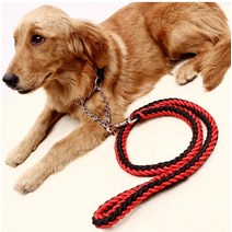 제제펫 대형견 로프 목줄 리드줄세트 M, 레드블랙, 1세트