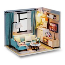 ADICO DIY 미니어처 하우스 키트, 블루 리빙룸