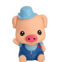 미니띠네 파란 모자쓴 귀여운 돼지 저금통, 혼합 색상, 1개
