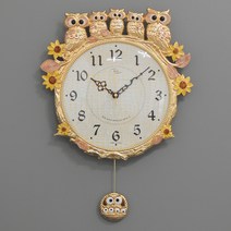 키다리시계 저소음 해바라기부엉이시계, 금핑크