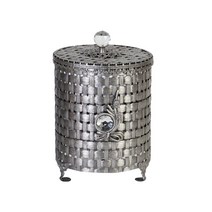 크레디스 엔틱메탈 라탄 매화 원통 휴지통 스몰, 주석, 1개