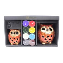 올레비엔 미소 소중한 부엉이 캔들홀더세트, Red