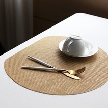 모리스벤암펠 멜로우스페이스 Green PVC 테이블 식탁 매트 HC-M4, 골드옐로우 반원형, 39.5 x 33.7 cm