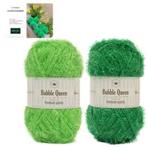 브랜드얀 클로버수세미DIY 버블퀸 뜨개실 2p + 도안, 1세트, 24번 연두, 25번 녹색