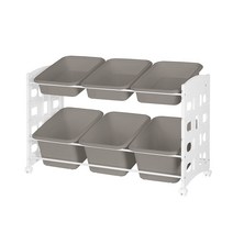 리빙스마일 이동식 트롤리 화이트 프레임 바구니 정리함 C 혼합형 6p, 브라운